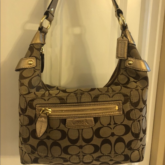 Genuine Coach Poppy Metallic Signature Handbag - Picture 3 of 8